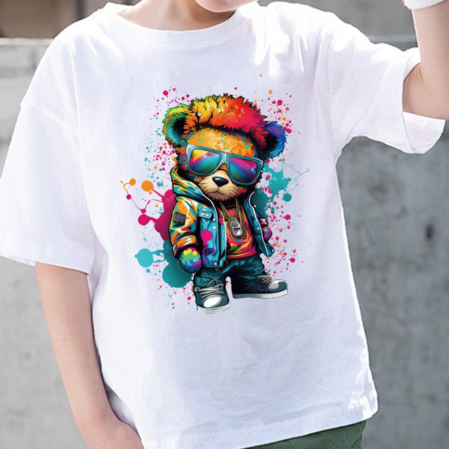 Cool Bear With Stylish Glasses Heat Transfer Sticker, DIY Colorful Animal Iron-On Decals For Clothes, T-Shirt Making, Pillow Decorating