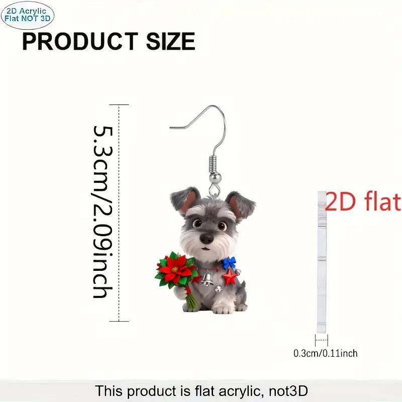 2D Новогодние ornaments и серьги с изображением шнауцера на фоне цветочного дерева