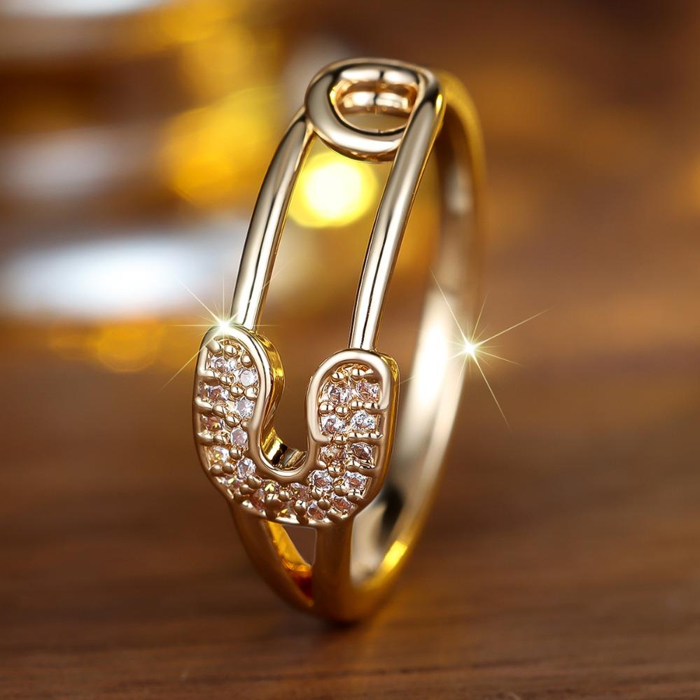 Креативные кольца-скрепки золотого цвета для женщин, циркониевые свадебные помолвочные украшения в подарок