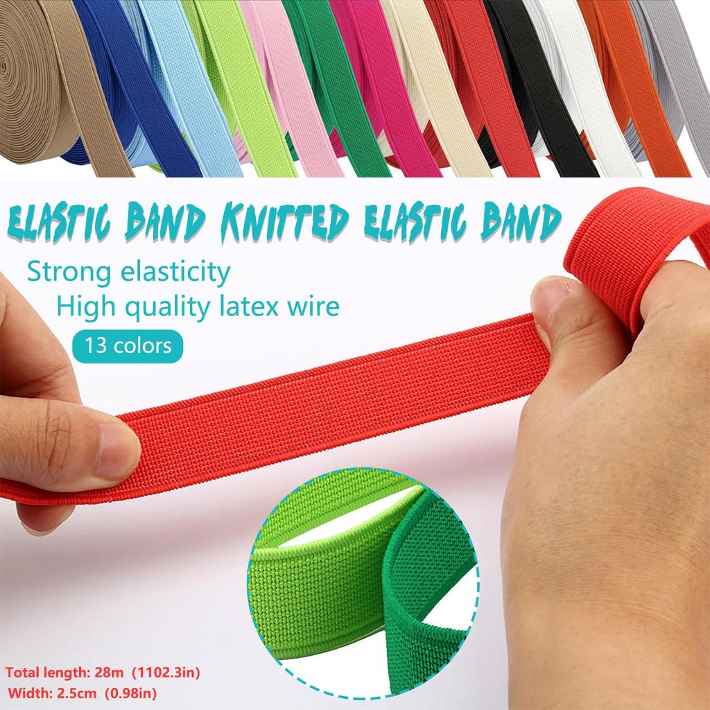 Вязаная резинка шириной эластичной веревки Ремесленная эластичная веревка шириной 28 м/2,5 см