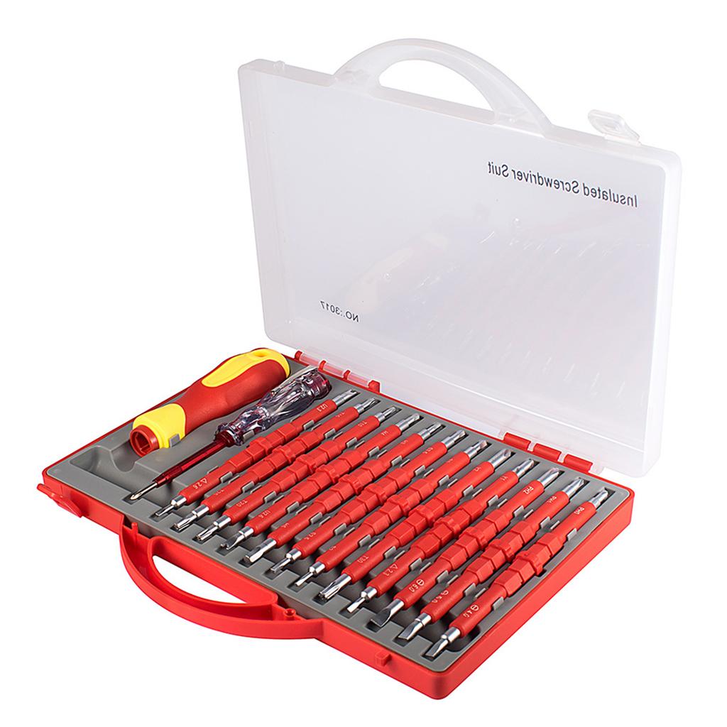 Изолированный набор отверток Phillips Slotted Torx Hex Набор отверток с кейсом Магнитные Электрические отвертки Inter