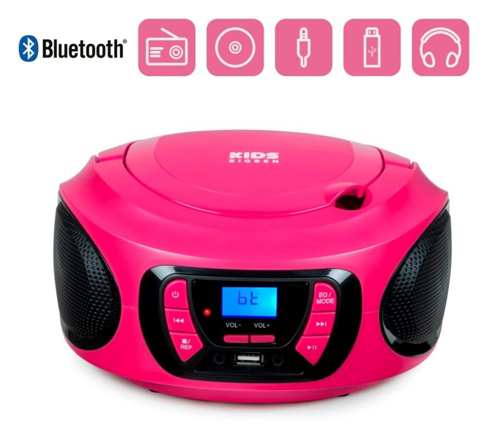 BIGBEN CD62RSUSBBT - портативный CD/MP3-плеер, USB с FM-радио и Bluetooth, розовый, BigBen