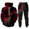 Модная мужская толстовка с 3D принтом волка/комплект, повседневная толстовка с длинными рукавами + брюки, костюм в стиле Харадзюку, уличная одежда для пары