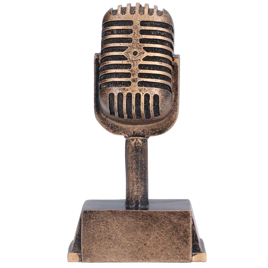 Music Award Trophy Synthetic Resin Decorative Microphone Tabletop Ornament for Home Singing Competition