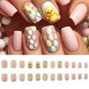24 шт. квадратных накладных ногтей с рисунком цыпленка, короткие искусственные ногти, полное покрытие, накладные ногти, маникюр, нейл-арт для женщин