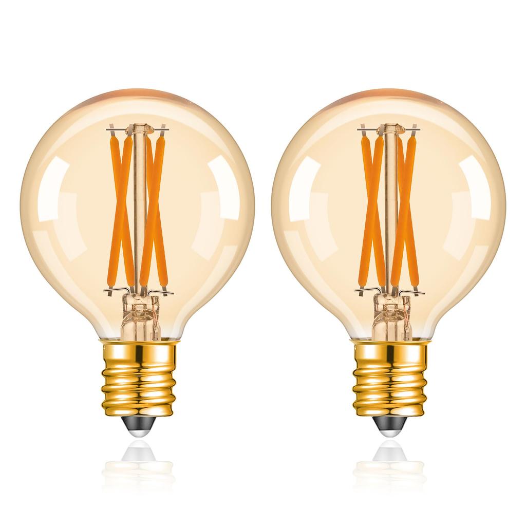 E17 LED Edison Bulb, Dimmable, 4W (40W Equivalent), 2700K Warm White, 340lm, Brown, Retro Style, G50 Mini Globe Bulb, PSE Certified, Pack of 2
