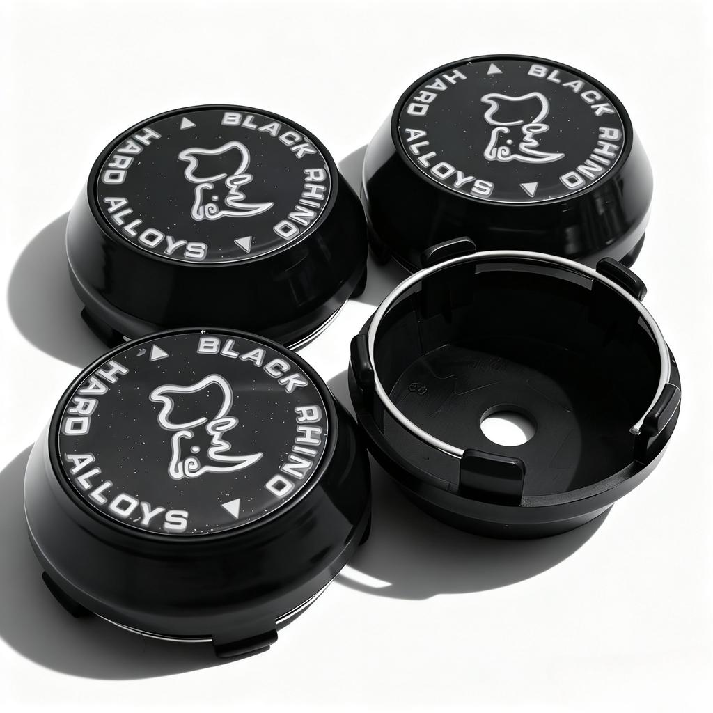 AAYP1 4pcs Black Rhino Logo Emblem Car Wheel Center Caps 60MM 56MM Wheels Hub High Cap Rhinoceros Badge Rim Hubcaps Cover Accessories