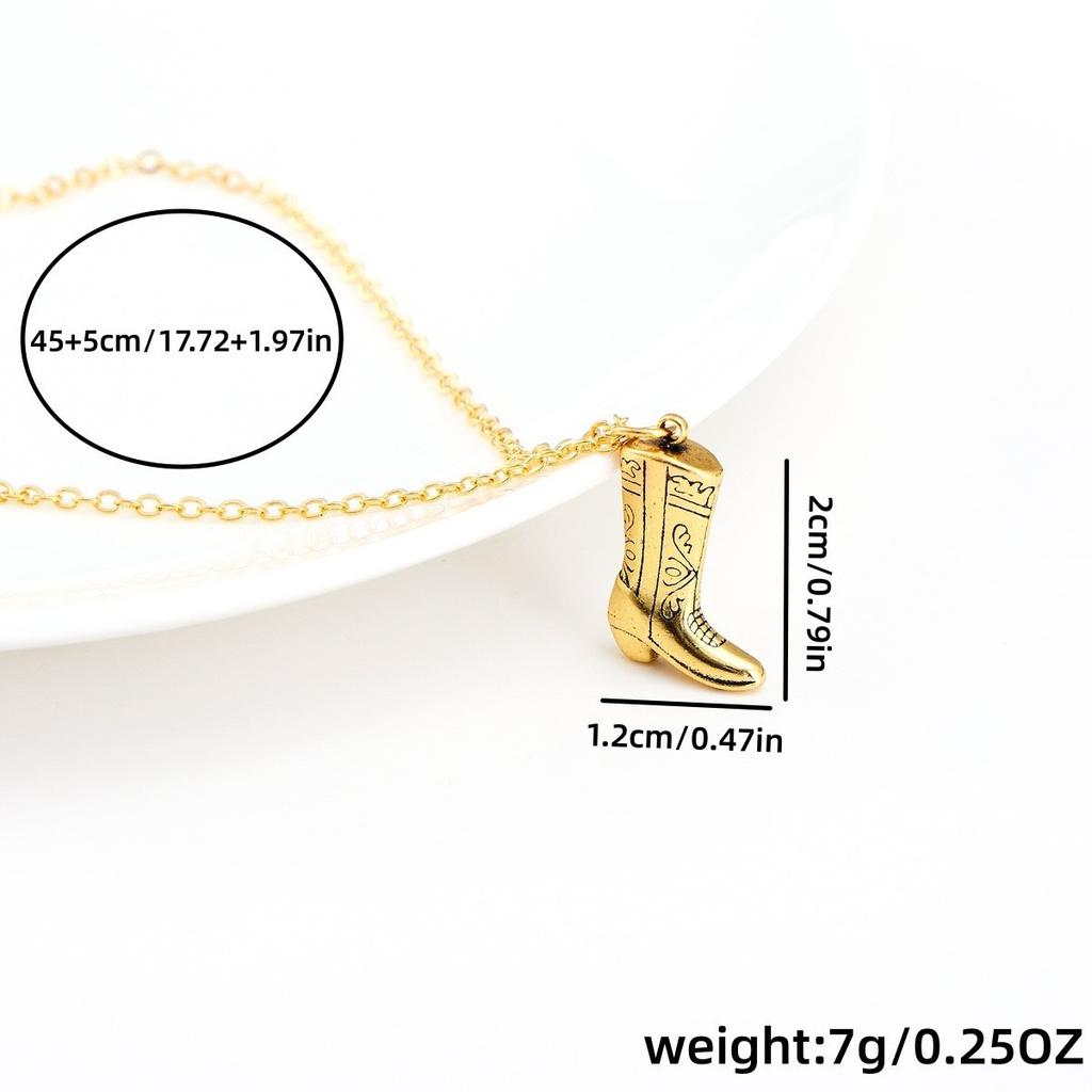 Stainless steel retro denim boots pendant necklace niche design boots collarbone chain furnace vacuum plating