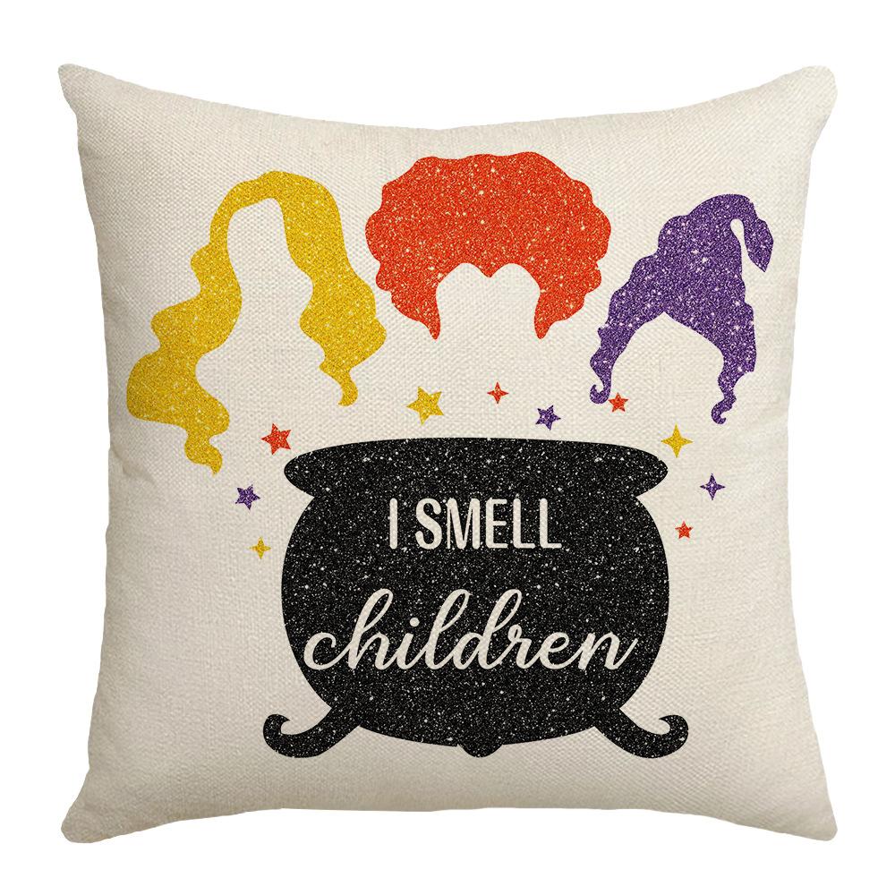 2023 Хэллоуин Декор Чехлы для подушек Простые наволочки с буквенным принтом 18x18 дюймов Праздничные украшения Льняная черная наволочка