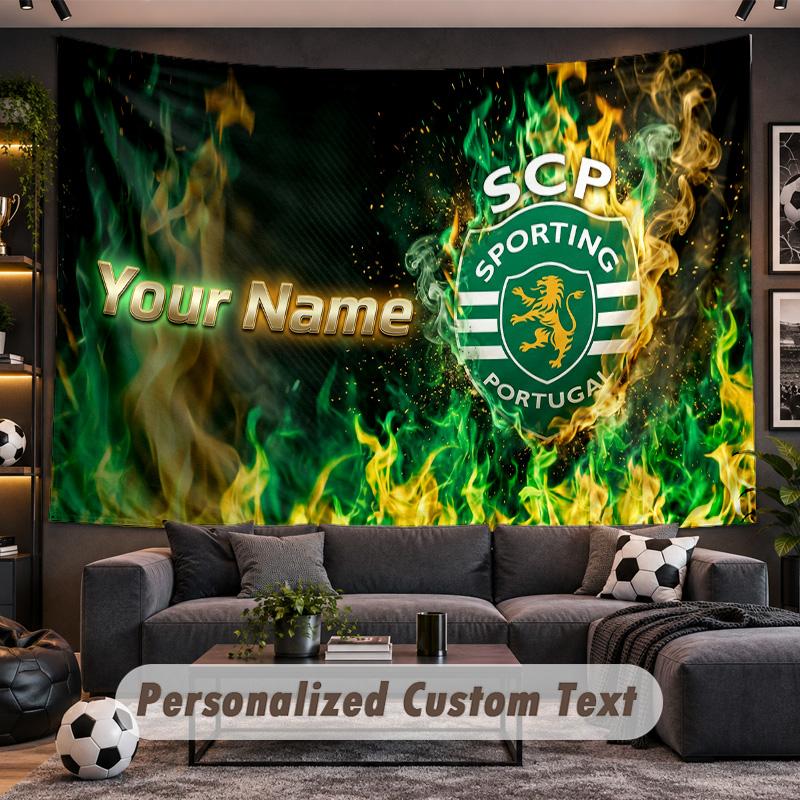 Персонализированный гобелен Sporting CP Поддержка Индивидуальное Имя, Настенное Искусство Домашний Декор