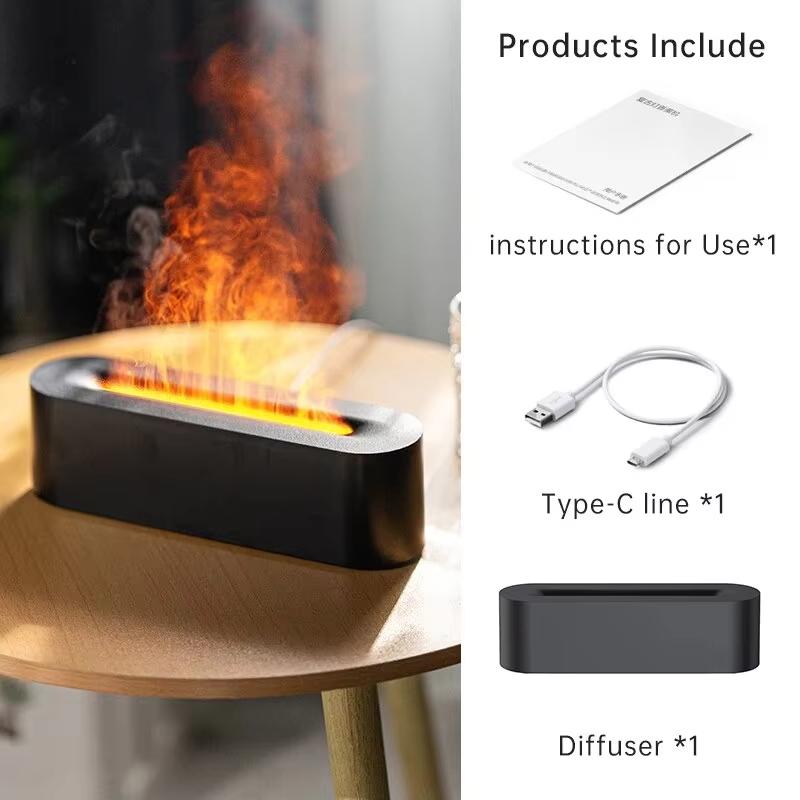 New Simulated Flame Aromatherapy Humidifier Essential Oil Aroma Diffuser Air Humidifier Portable Ultrasonic Cool Mist Diffuser