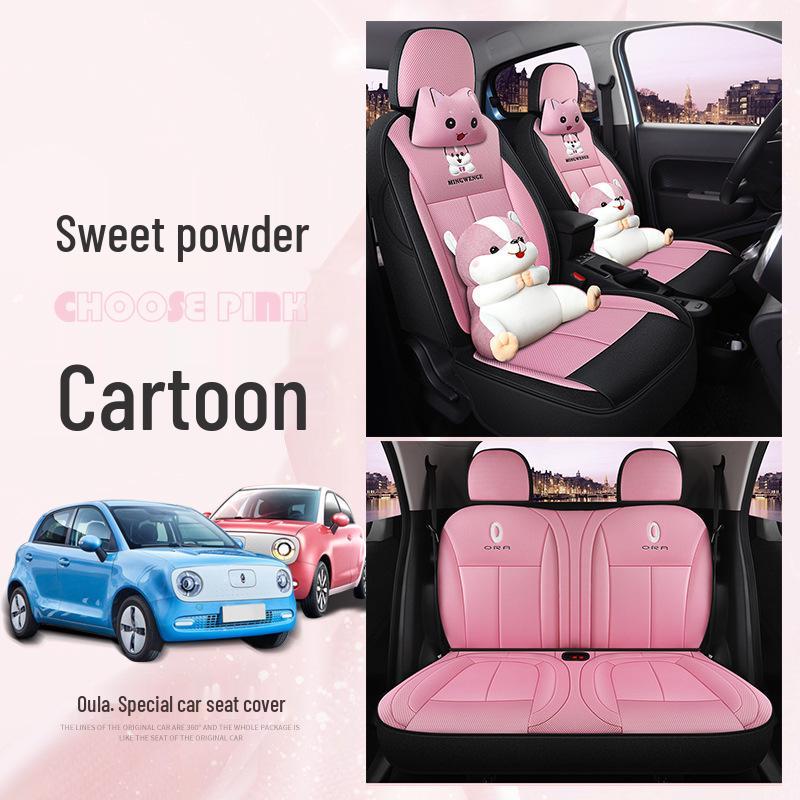 ORA R1 Custom Full Surround Leather Car Seat Cover - Cartoon Design for All Seasons