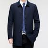 New Men's Windbreaker Mid-length Mulberry Silk Lapel Middle-aged and Elderly Spring and Autumn High-end Casual Civil Servant Jacket