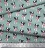 Soimoi Japan Crepe Satin Fabric Bow & Boston Terrier Dog Print Fabric by the Metre 42 Inch