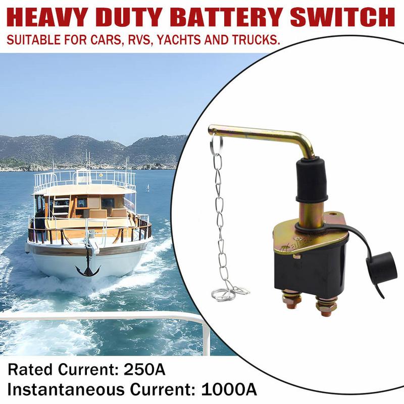 Heavy Duty Battery Disconnect Isolator Cut Off Power Kill Switch 12V-24V 250Amp Auto Moto Switch Universal For Car,Boat,Truck,RV