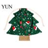 Large Small Storage Christmas Tree Shaped Gift Bags with Drawstring, Reusable Holiday Fabric Bags, Printed Winter Goodie Pouches for Present Wrapping,