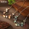 Новое Эмалевое Цветное Геометрическое Ожерелье Гинкго Билоба Женское Высокое Чувство Необычное Ожерелье Гинкго Билоба