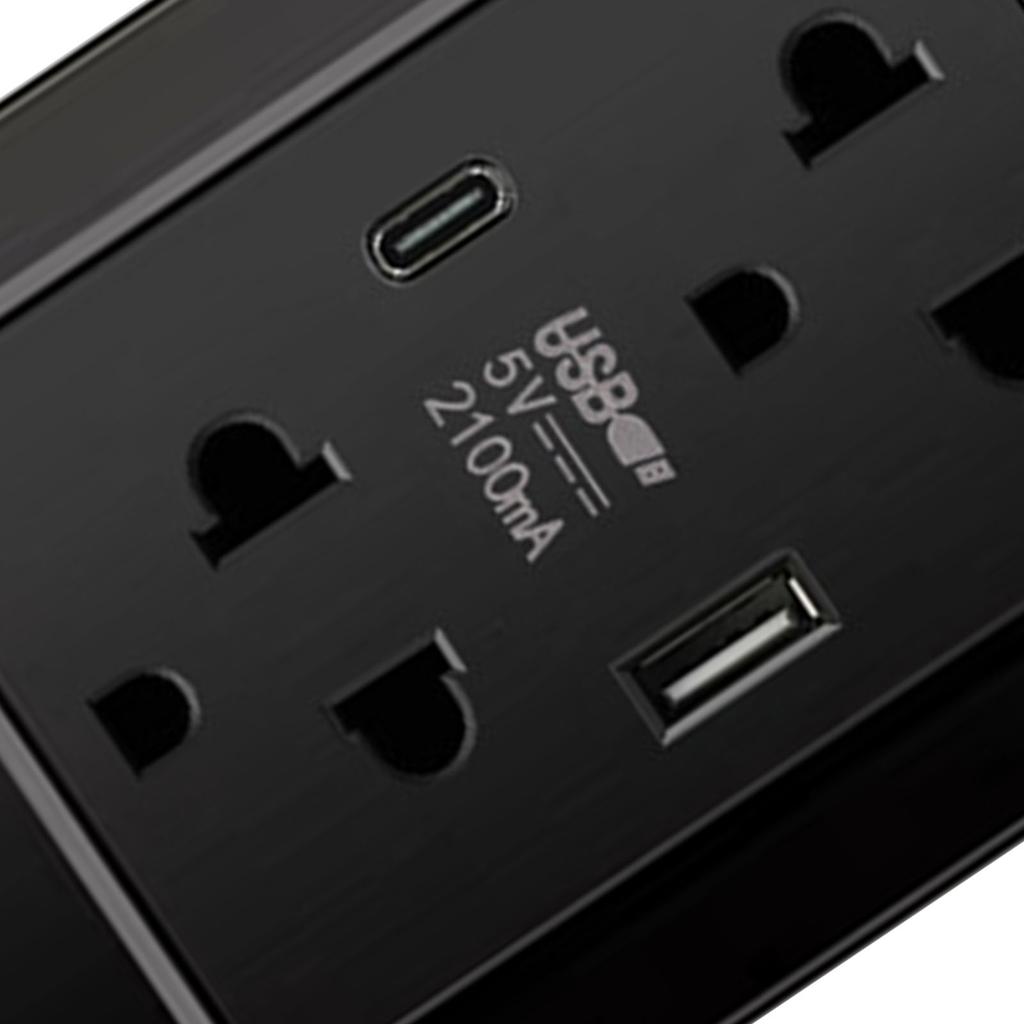 Thailand Type Electrical Wall Receptacle Outlet Space Saving USB Type C Wall Charger Outlet for