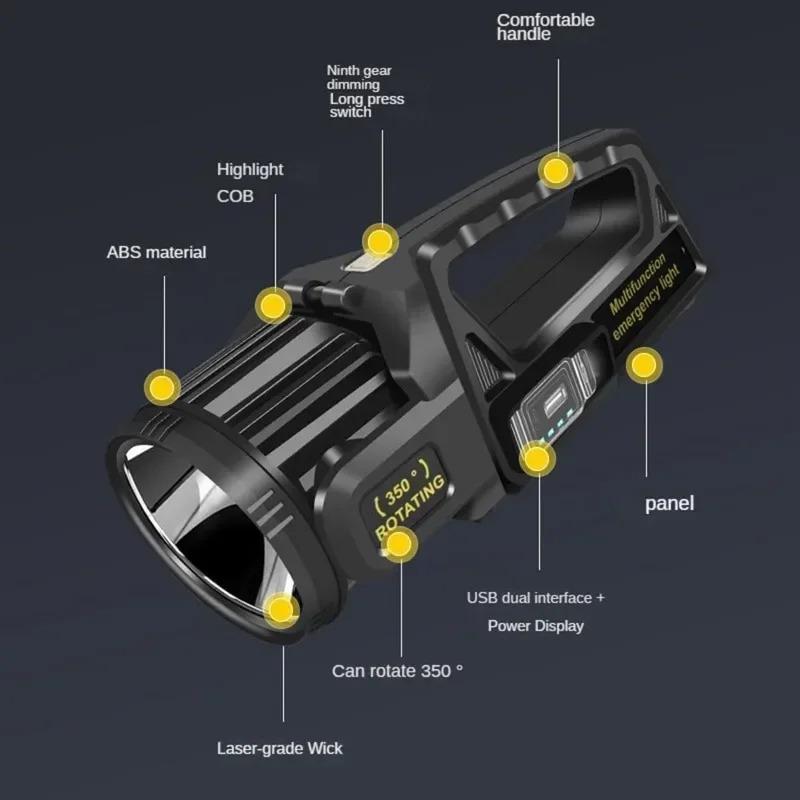 Портативный солнечный светодиодный фонарик COB рабочий свет USB перезаряжаемый водонепроницаемый ручной прожектор уличный прожектор для кемпинга