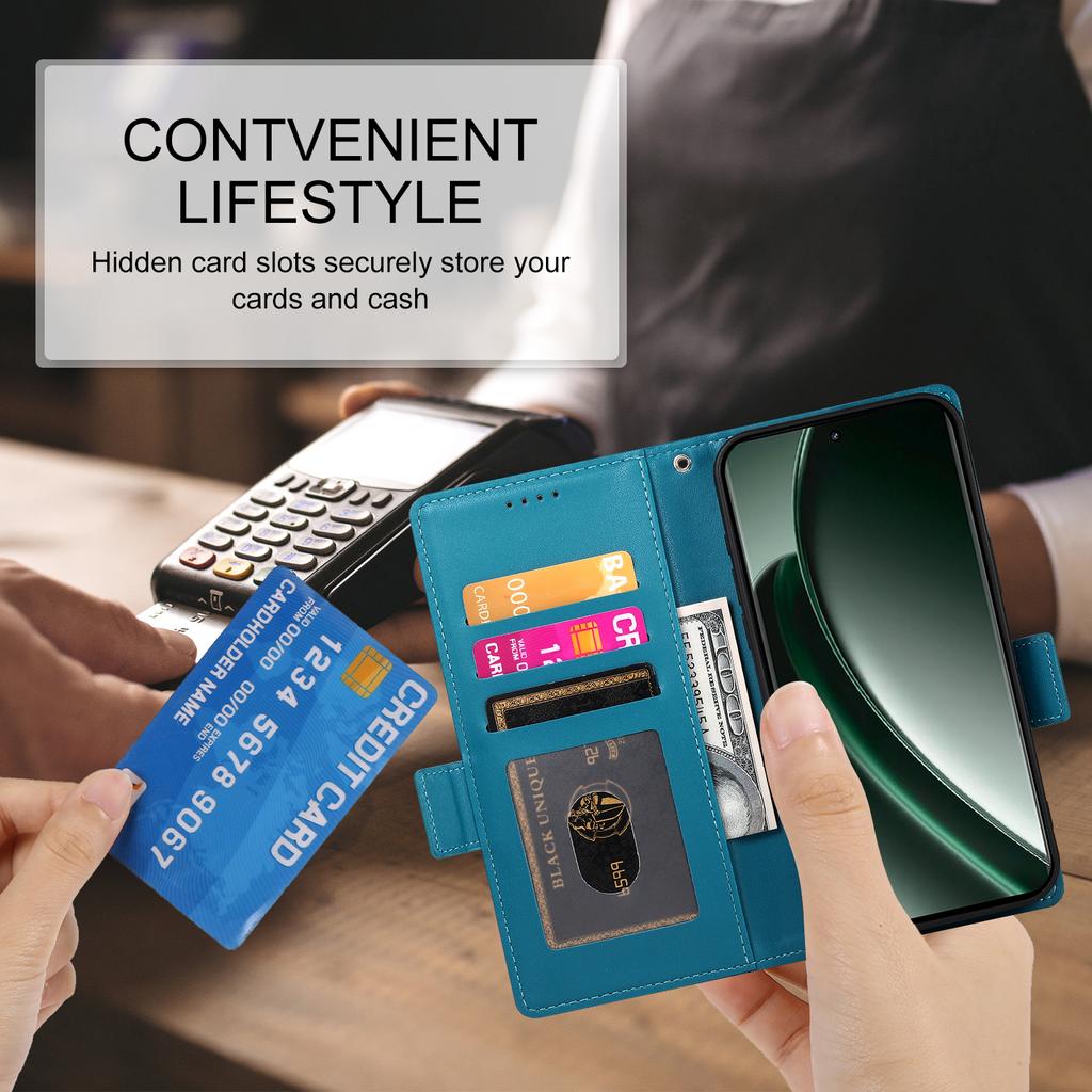 DF-010 Для Realme GT 6 5G Подставка Чехол PU Кожаный Кошелек Чехол для Телефона