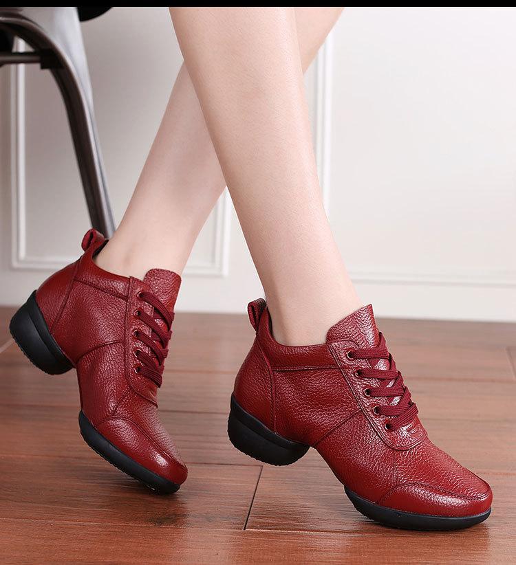 Woman Latin Jazz Ballroom Modern Dance Shoes Soft Sole Breath Genuine Leather Women Dance Shoe High Heels Ladies Dance Sneakers