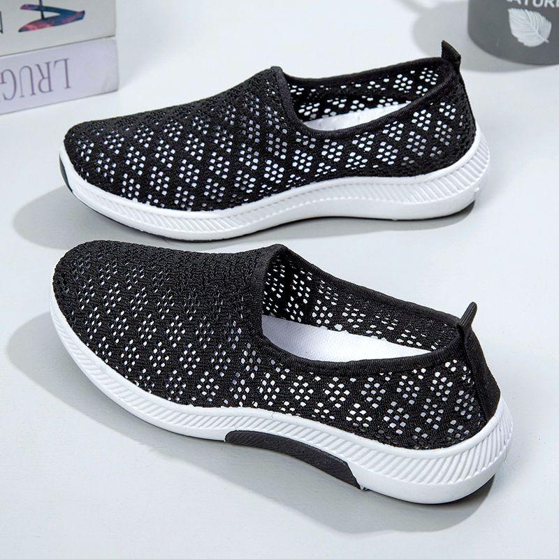 Обувь Старая Пекинская тканевая обувь Мягкая подошва Нескользящая обувь для спорта и отдыха с одним стременем Обувь для матерей среднего и пожилого возраста Удобная обувь с сеткой