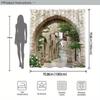 1pc Vintage European Shower Curtain, Picturesque Cobblestone Alley with Flowers and Arches, With 12 Hooks, Bathroom Decor