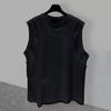 Мужской летний повседневный жилет с круглым вырезом без рукавов, свободные топы на бретелях, однотонная футболка с рваными отверстиями, жилет в уличном стиле
