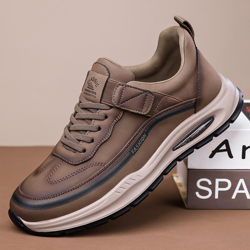 New Men's Sporty Casual Leather Shoes Autumn Winter Fashion Designer Shoes Male Solid Color Platform Sneakers Man