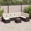 9-piece Garden Sofas with Brown Rattan Cushions, 2-seater Garden Sofa with Brown Rattan Cushions 3359037