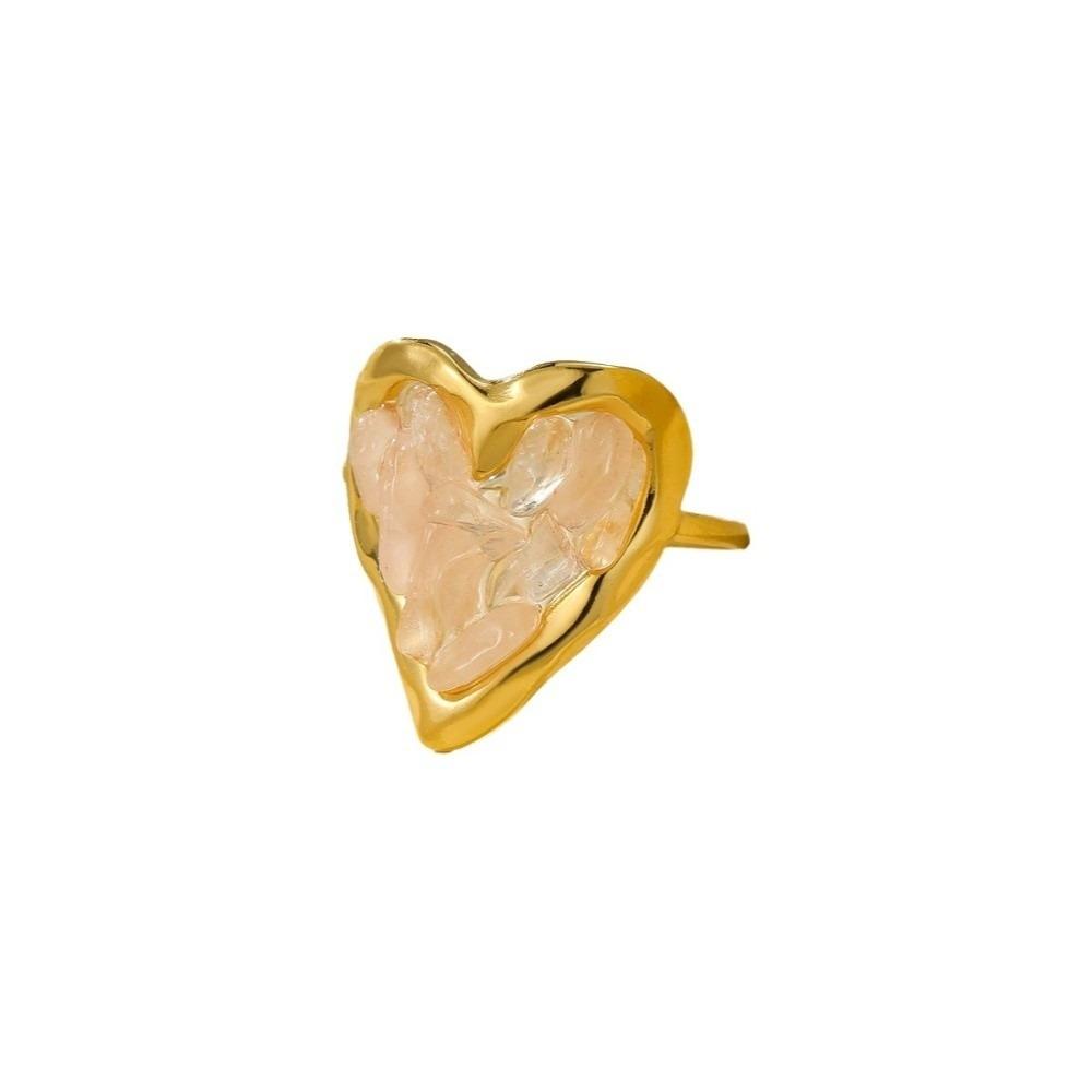 Light Luxury Heart-shaped Stone Ring Vintage Rhinestone Opening Ring Bohemian Ring  Women Men