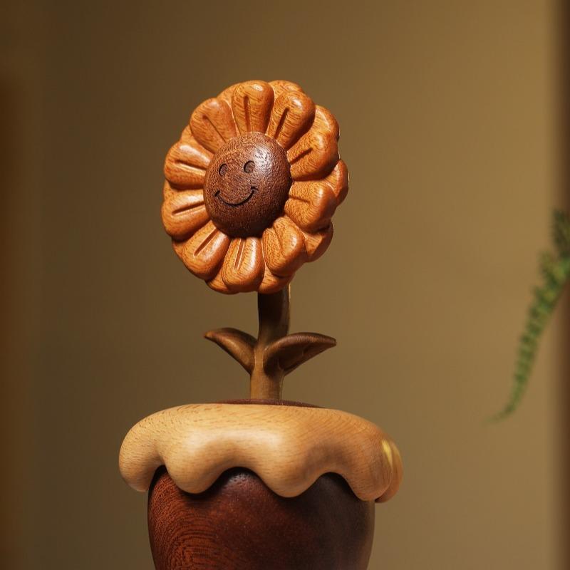 ZCX Wood Sunflower Music Box for Valentine's Day Table Ornament