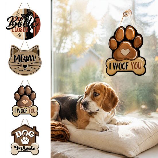 Wooden Welcome Sign for Front Door, Decorative Dog Paw Wall Hanging Plaque with Durable Porch Display Hemp Rope Pet Lovers, Home Decor Indoor Outdoor