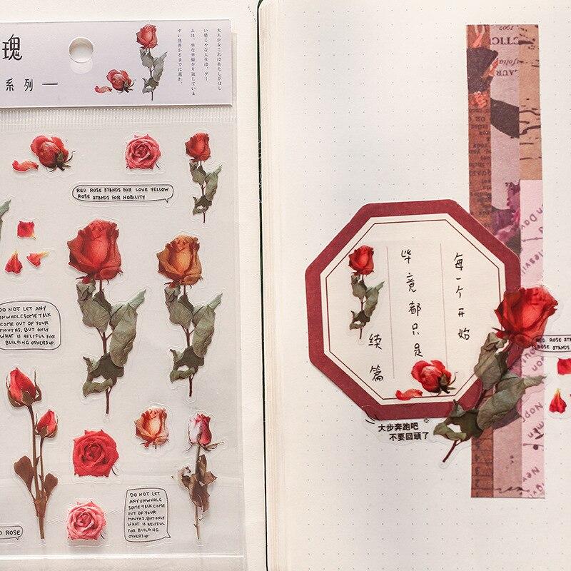 12 дизайнов, натуральные ромашки, клевер, наклейки с японскими словами, прозрачный материал для домашних животных, цветы, листья, растения, деко, наклейки с цветами