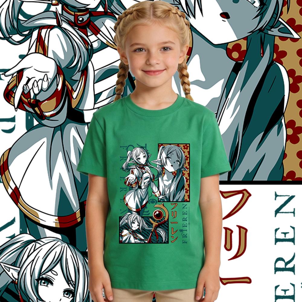 Frieren Beyond Journeys End Frieren Anime Print Cotton T Shirt for Boys and Girls Short Sleeve Kids Casual Tee Daily Wear