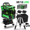 AC 100-240V 12 линий самовыравнивающийся 3D лазерный уровень 360 горизонтальный и вертикальный мощный зеленый лазерный луч линейный лазерный уровень с кронштейном/штативом