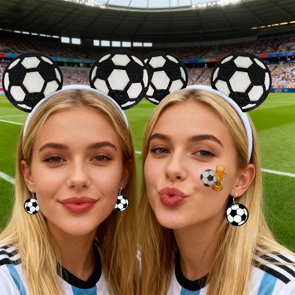 2026 USA Canada Mexico World Cup Fan Supplies Headband Earrings Tattoo Stickers Three-Piece Set Football Cheer Props