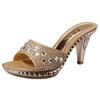 Fashion Women Sandals Rhinestone Ladies Shoes Sexy High Heels Shoes Womens Sandalias Gold Silver Female Slippers Heeled Sandals