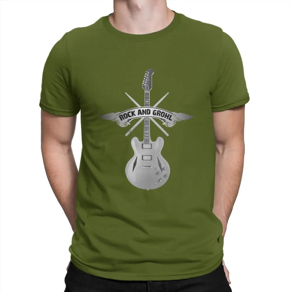 Humor Guitar T-Shirt for Round Collar Cotton T Shirts Foo Band Fighters Short Sleeve Tee Shirt Printed Tops