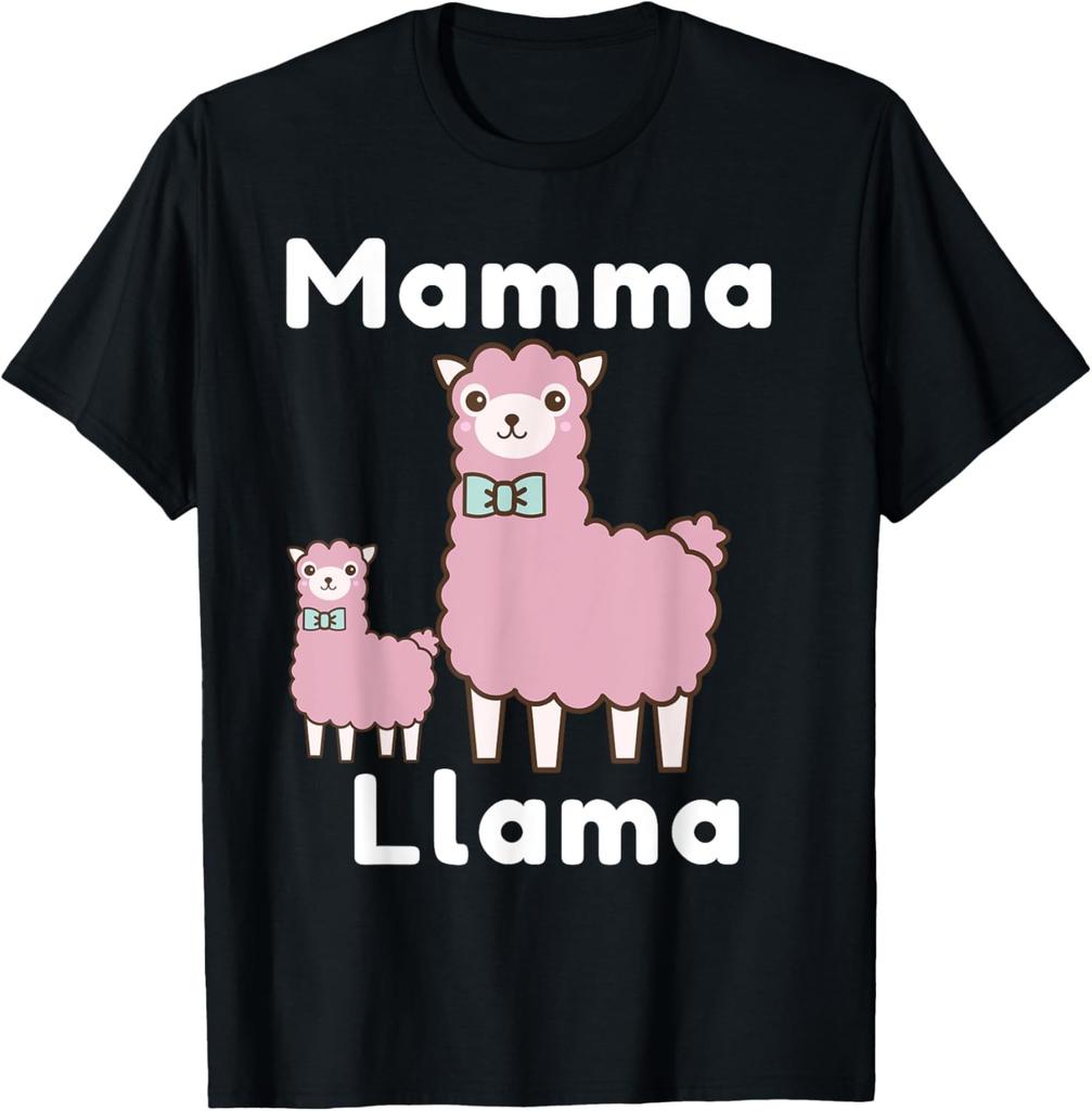 Cute Pink Mamma Llama Novelty Gift Design Funny Llama T-Shirt