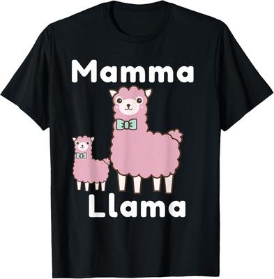 Cute Pink Mamma Llama Novelty Gift Design Funny Llama T-Shirt