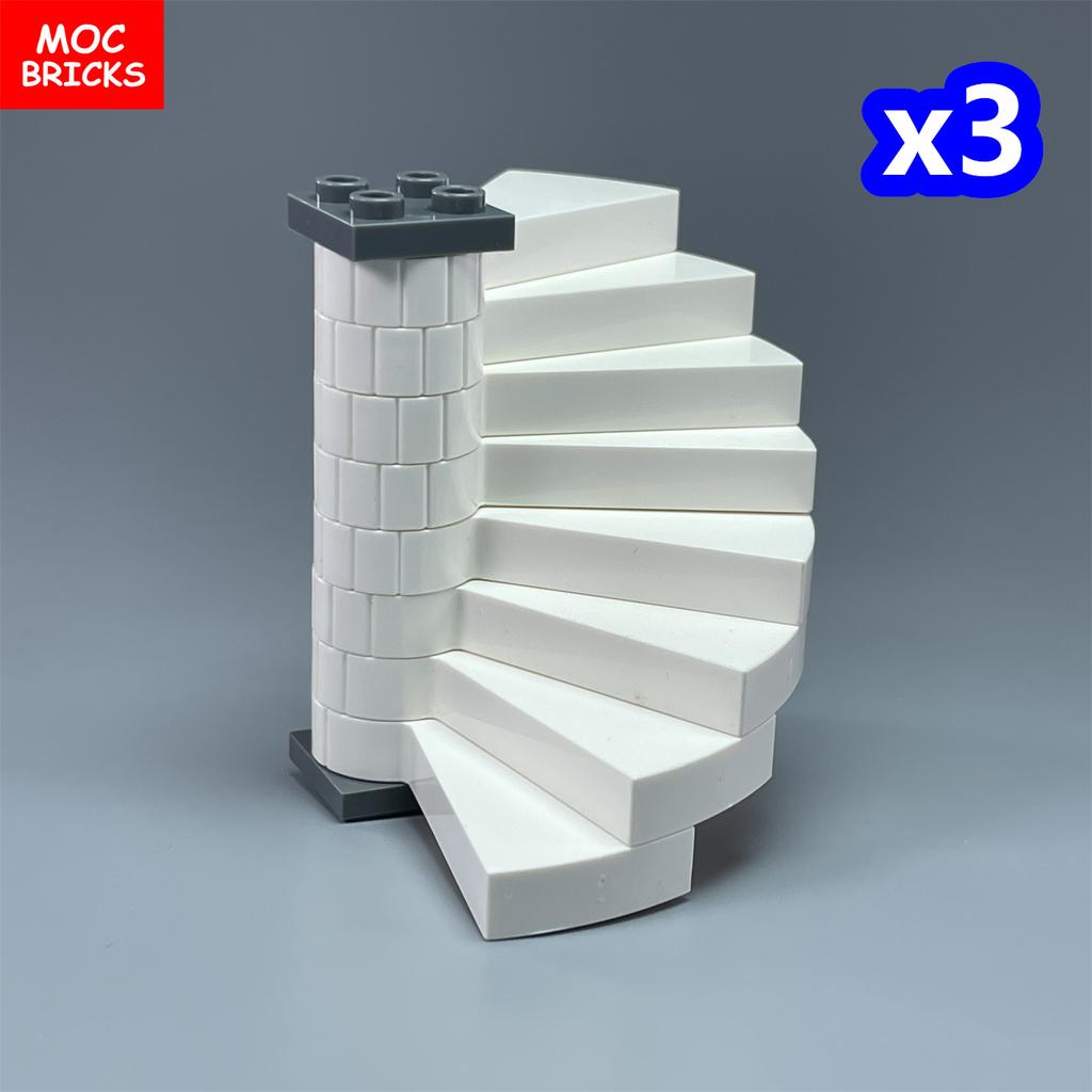 Non-Toxic Moc Bricks Window Fence Arch White Winter Snow Horse Figure City Architectural Church Accessories Children Christmas Toys