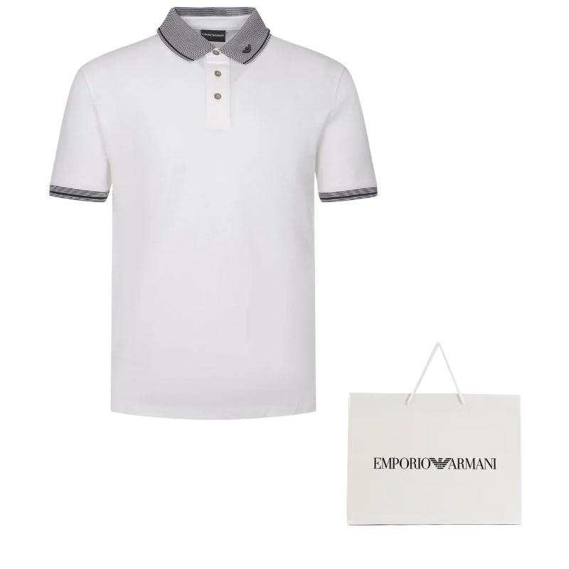 EMPORIO ARMANI Piped Collar Piqué Polo Shirt EM000852-AF12955-F0067