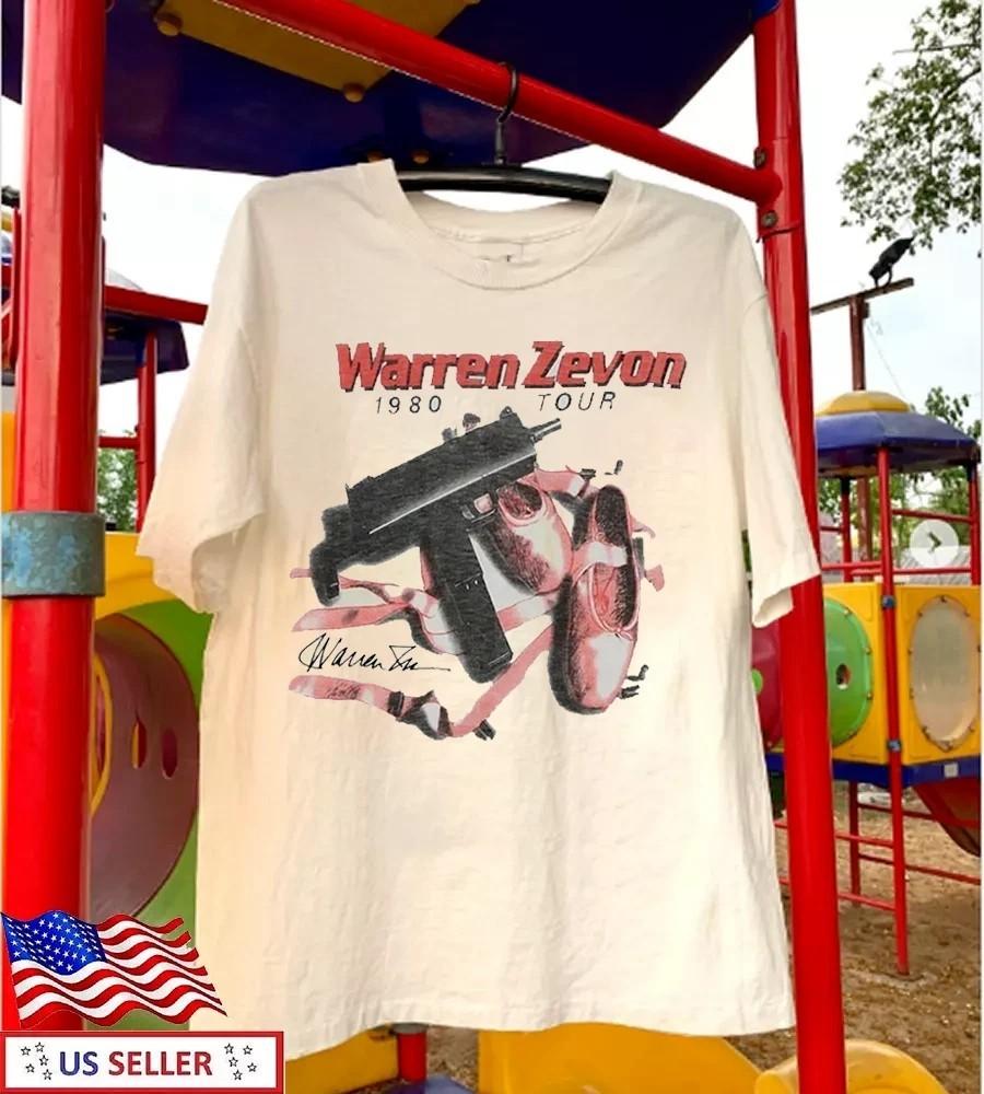 Warren Zevon 1980 Tour Concert short sleeve white color classic shirt Reprint