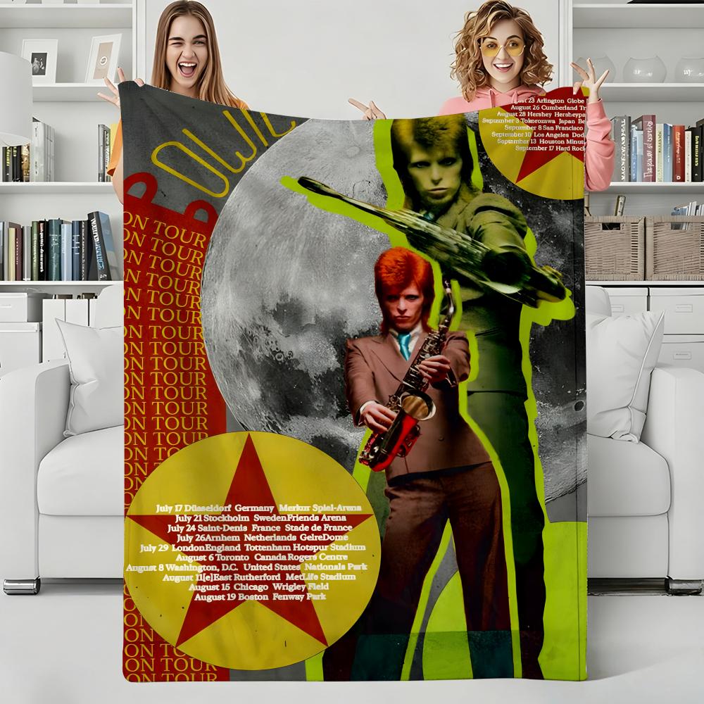 Музыкальный плед D-David Bowie Фланелевый плед Идеально подходит для дивана, офиса, кровати, путешествий, сна, чтения, отдыха, кемпинга, всесезонное использование
