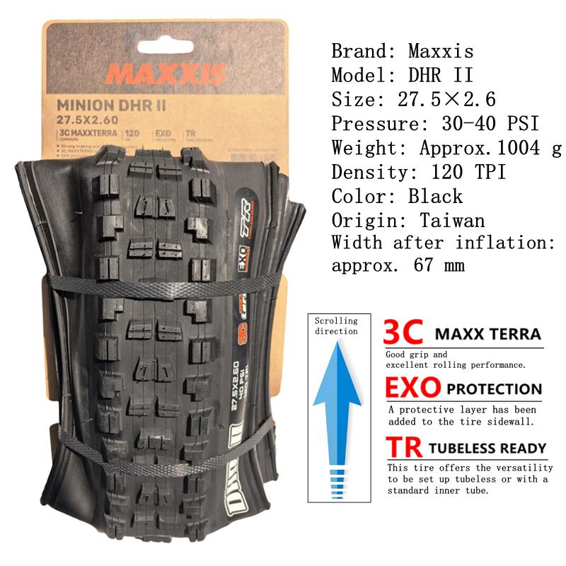 Maxxis Minion DHR (M327ru) 26/27.5/29 дюймов, Складная покрышка для даунхилла для горного велосипеда, Более износостойкая и с лучшим сцеплением в поворотах