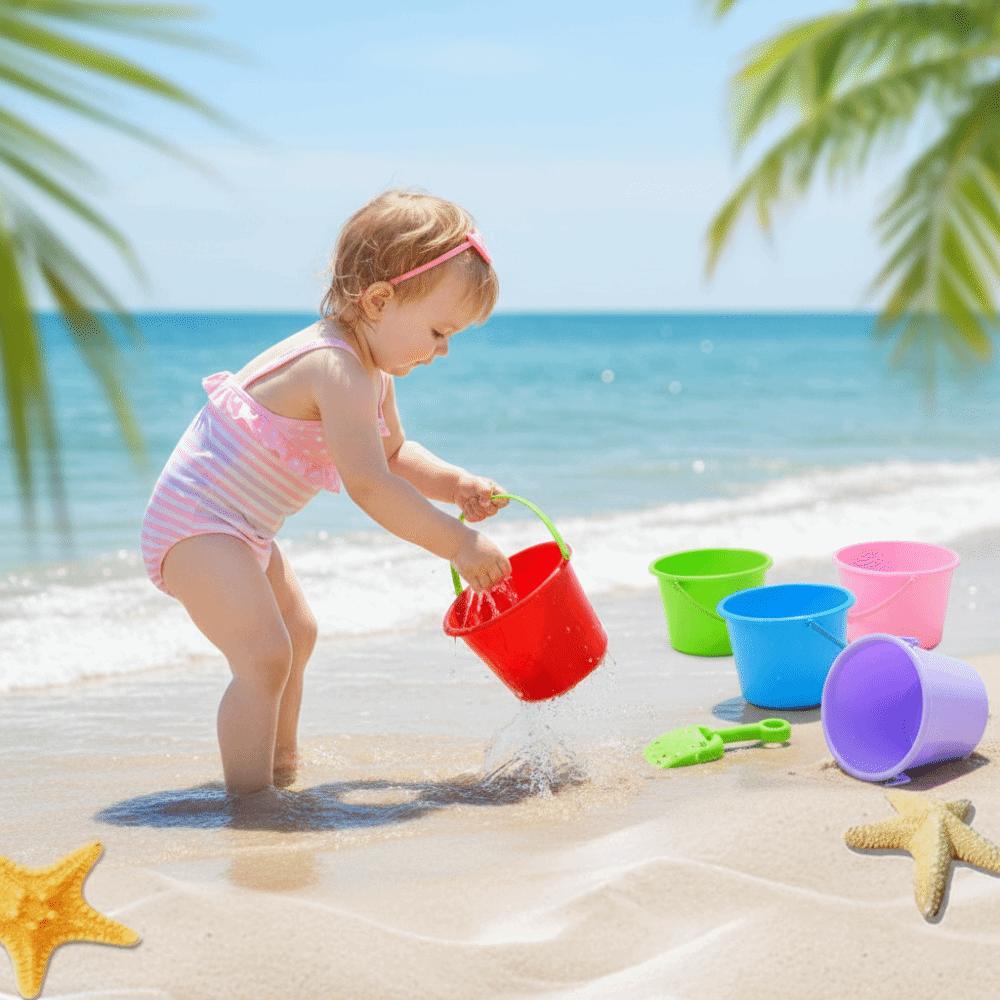 6 Pcs with Handle Water-Splashing Festival Buckets Large Capacity Sand Pails  Outdoor Summer