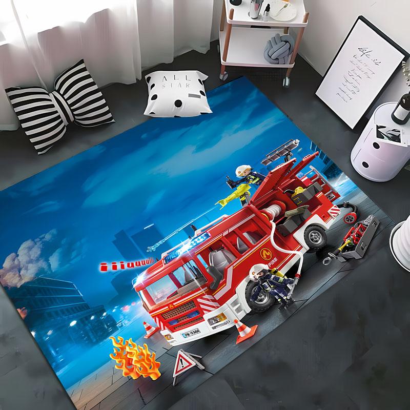 3D Printed Fire Engine Whistle Carpet, Living Room Bedroom Mat Children's Room Soft and Comfortable Anti-slip Rug Christmas Gift