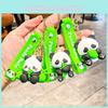 Side Panda Holding Bamboo Shoot Key Chain Cute Cartoon Girl Backpack Pendant