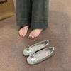 Туфли на плоской подошве, женские туфли, маленькие красные туфли-лодочки, весна и осень 2025, серебристые балетки на мягкой подошве